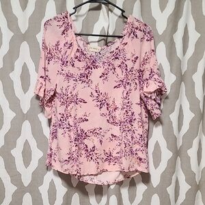 The Nines Britton Pink and Purple Floral Blouse